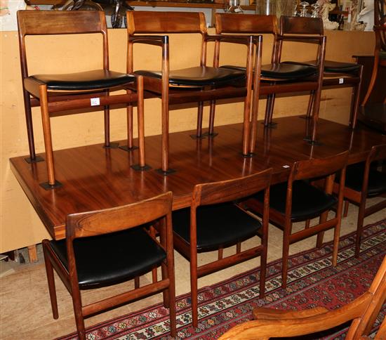 1960s rosewood table and 8 chairs (6 + 2)